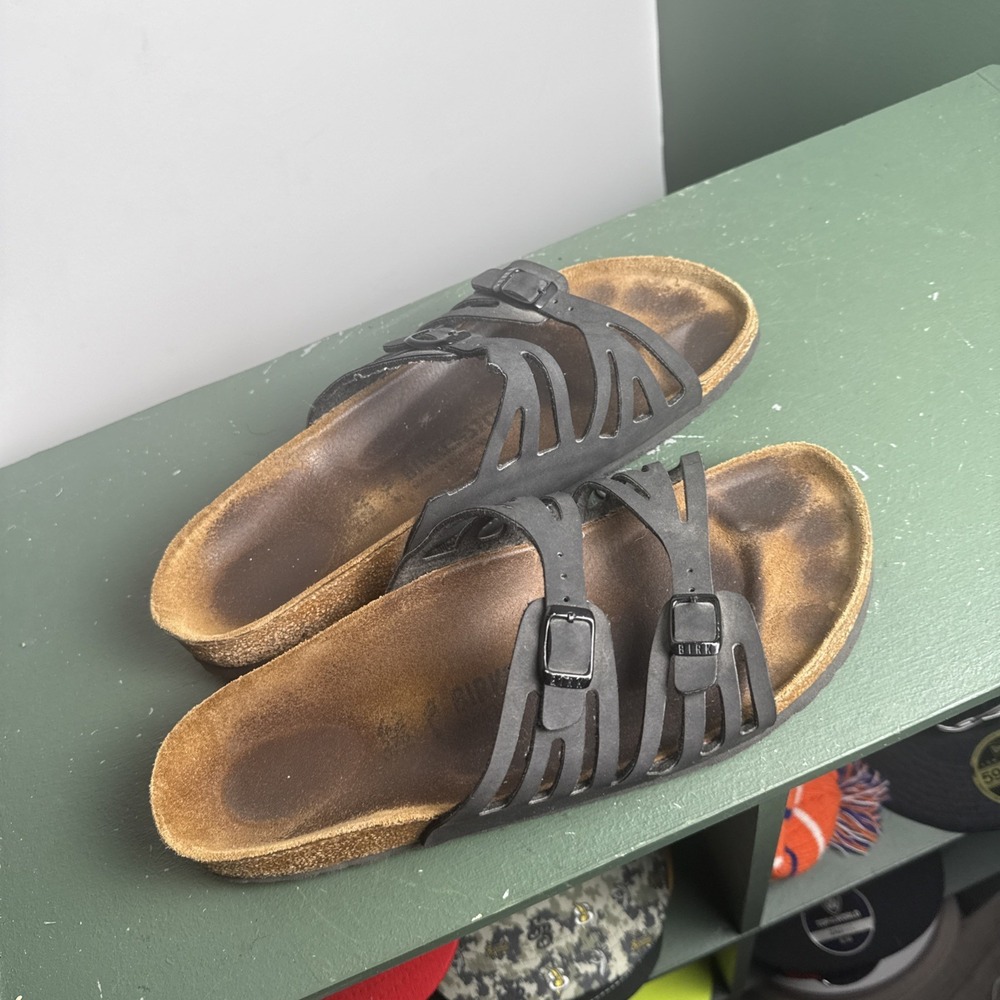 Birkenstock Granada Black Leather Soft Footbed Sandals Women's Size 42 US11-11.5